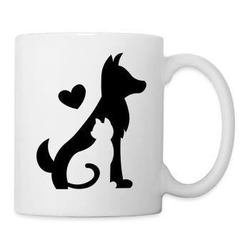 Dog with cat - best friends forever / Katze Hund - Tasse - Weiß - Rechts