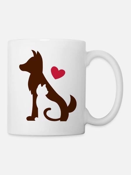 Coeur pour chiens et chats - Coeur pour chiens et chats <3 - Mug blanc - blanc