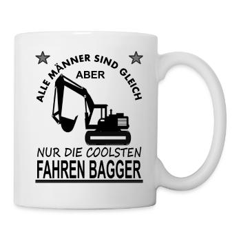 Baggerfahrer Bagger fahren Bagger Spruch Geschenk - Tasse - Weiß - Rechts