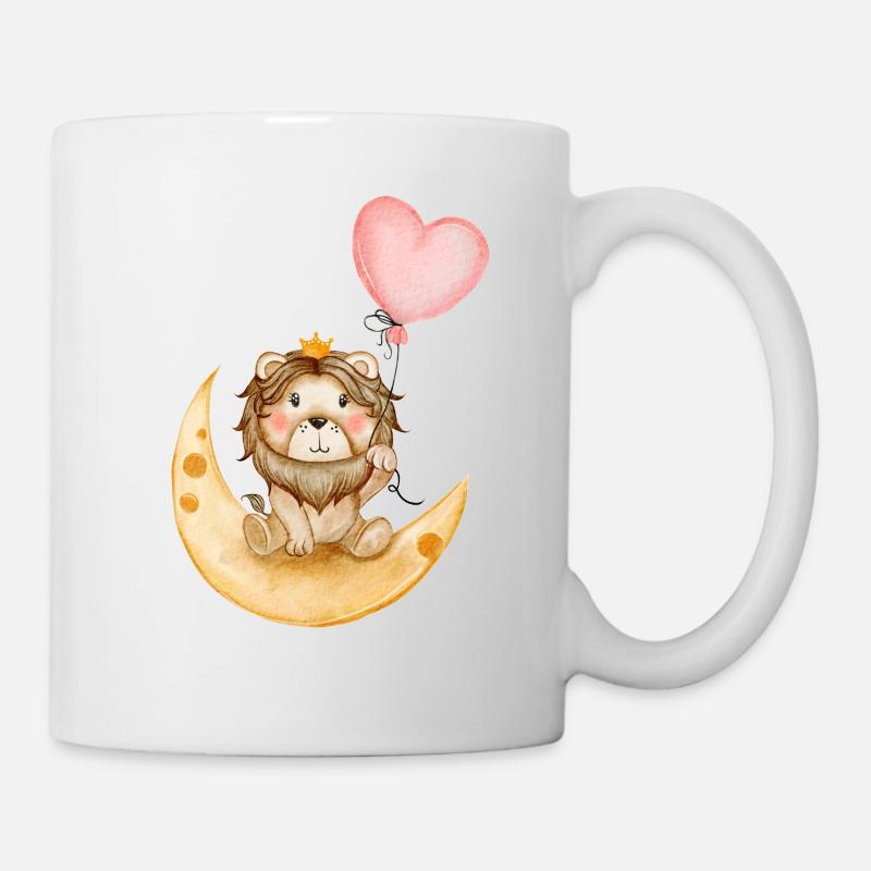 KLeiner Löwe auf dem Halbmond - Tasse - Weiß