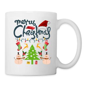 Frohe Weihnachten, Frohe Weihnachten, Frohe Weihnachten - Tasse - Weiß - Rechts