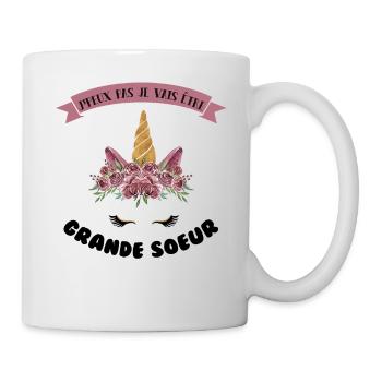 j'peux pas je vais être grande soeur licorne fleur - Mug blanc - blanc - Droite
