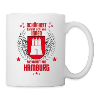 Schönheit kommt aus Hamburg - Tasse - Weiß - Rechts