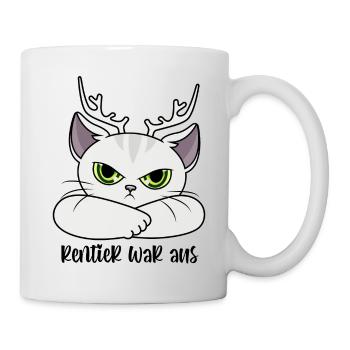 Rentier war aus Katze Lustige Sprüche Weihnachten - Tasse - Weiß - Rechts