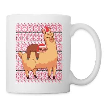 Ugly Christmas Sweater Sloth with Alpaca - Mug - white - Right