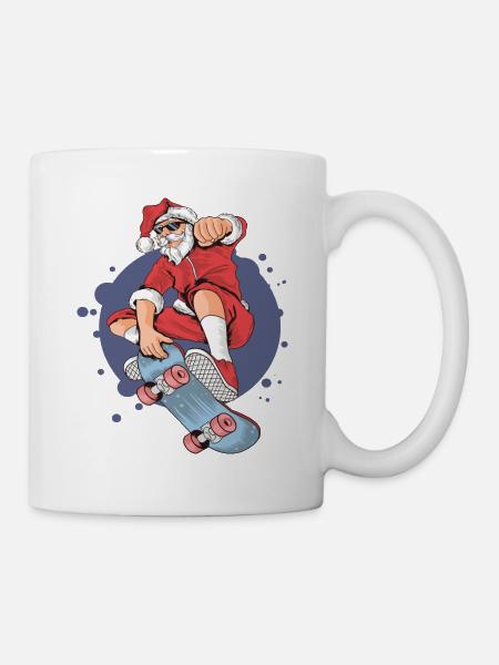 Santa skateboard skateboard Noël - Mug blanc - blanc