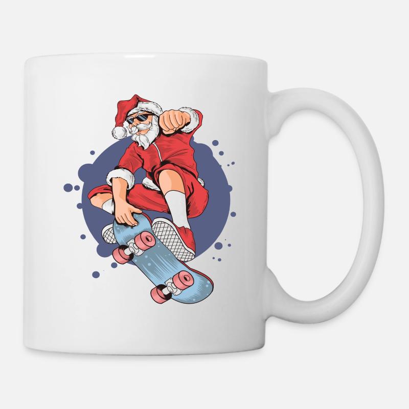 Santa skateboard skateboarding christmas - Mug - white