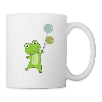 Frosch grün Luftballons lustige Tiere für Kinder - Tasse - Weiß - Rechts