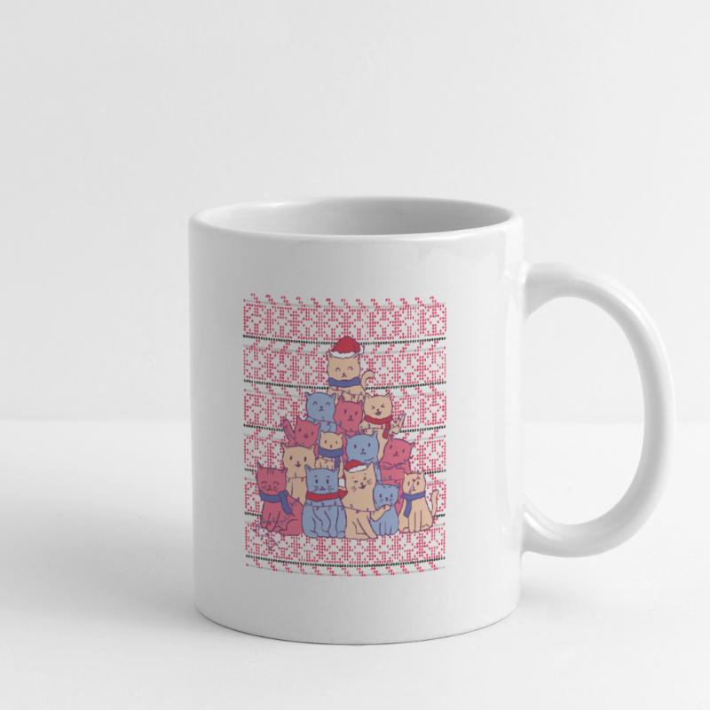 Pull de Noël laid sapin de chats Mug blanc