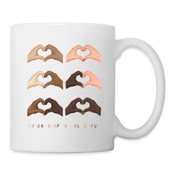 «L'amitié est colorée» les mains du cœur - Mug blanc - blanc - Droite