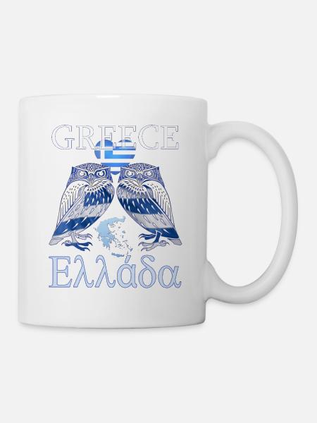 Ελλάδα ellada grèce hellas hibou carte coeur - Mug blanc - blanc