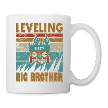 Leveling up to Big Brother, Gamer - Tasse - Weiß - Rechts