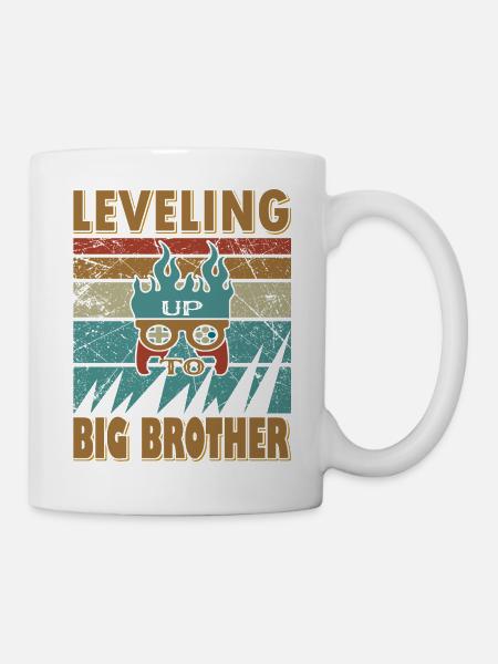 Leveling up to Big Brother, Gamer - Tasse - Weiß