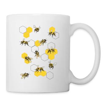 Abeilles sur nid d'abeille - Mug blanc - blanc - Droite