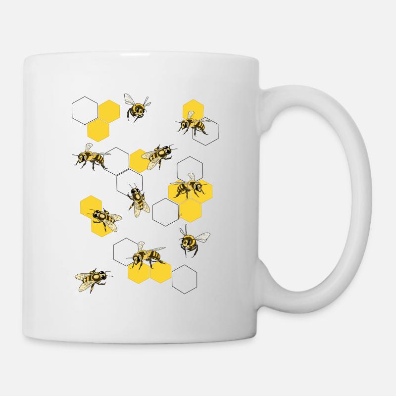 Bienen auf Waben - Tasse - Weiß