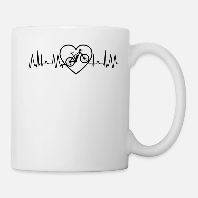 Fahrrad Bike Herzfrequenz Herz Puls MTB Retro - Tasse - Weiß
