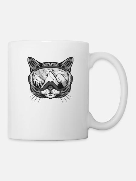 Cat ski lover gift idea - Mug - white