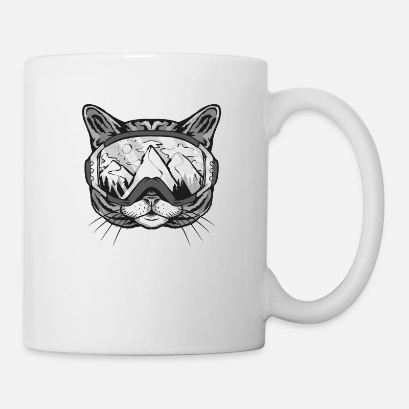 Idée cadeau amateur de ski chat - Mug blanc - blanc