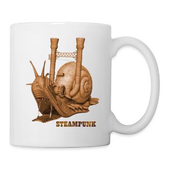 Steampunk Schnecke Retro Dampfmaschine Zahnrad - Tasse - Weiß - Rechts