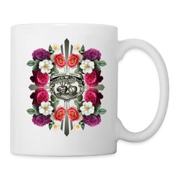 Jesus Christus, Heiliges Herz Jesu, Rosen-Dekor - Tasse - Weiß - Rechts