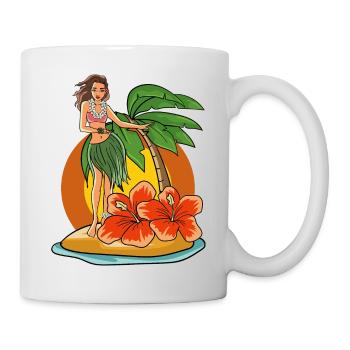 Hawaii Hula Mädchen - Tasse - Weiß - Rechts