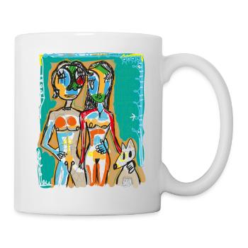 Couple with dog - Mug - white - Right