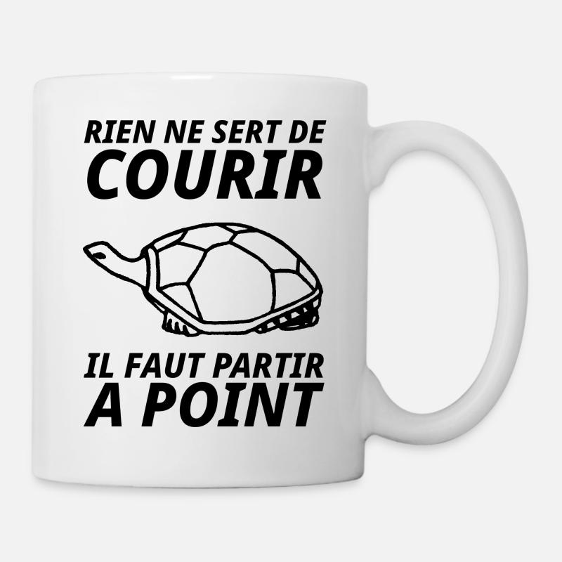 Tortue "Rien ne sert de courir" - Mug blanc - blanc
