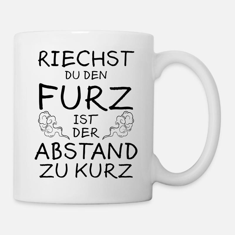 Riechen Furz Abstand Lustiger Spruch Pups Geschenk - Tasse - Weiß