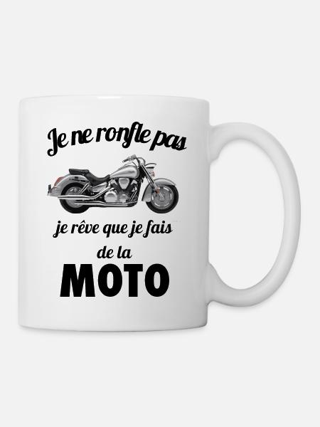 T-shirt je ronfle pas je fais de la moto cadeau - Mug blanc - blanc