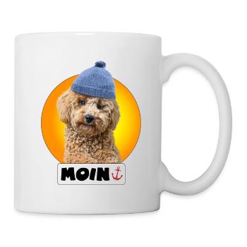 Pudel mit Pudelmütze "Moin" - Tasse - Weiß - Rechts