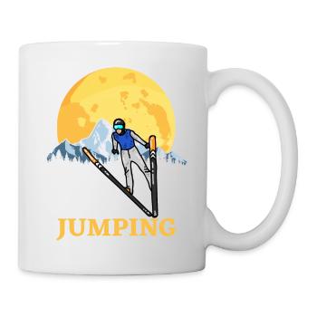 Jumping jump ski sport winter gift fan jump - Mug - white - Right