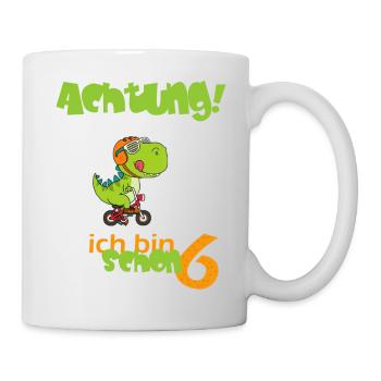 Dino Geburtstag 6 - Tasse - Weiß - Rechts