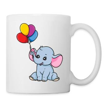 Cute Elephant With Balloons Birthday Gift - Mug - white - Right