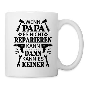 Papa nicht reparieren kann Werkzeug Maulschlüssel - Tasse - Weiß - Rechts