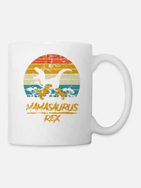 Mamasaurus Dinosaurier 2 Kinder Retro Vintage Geschenk - Tasse - Weiß