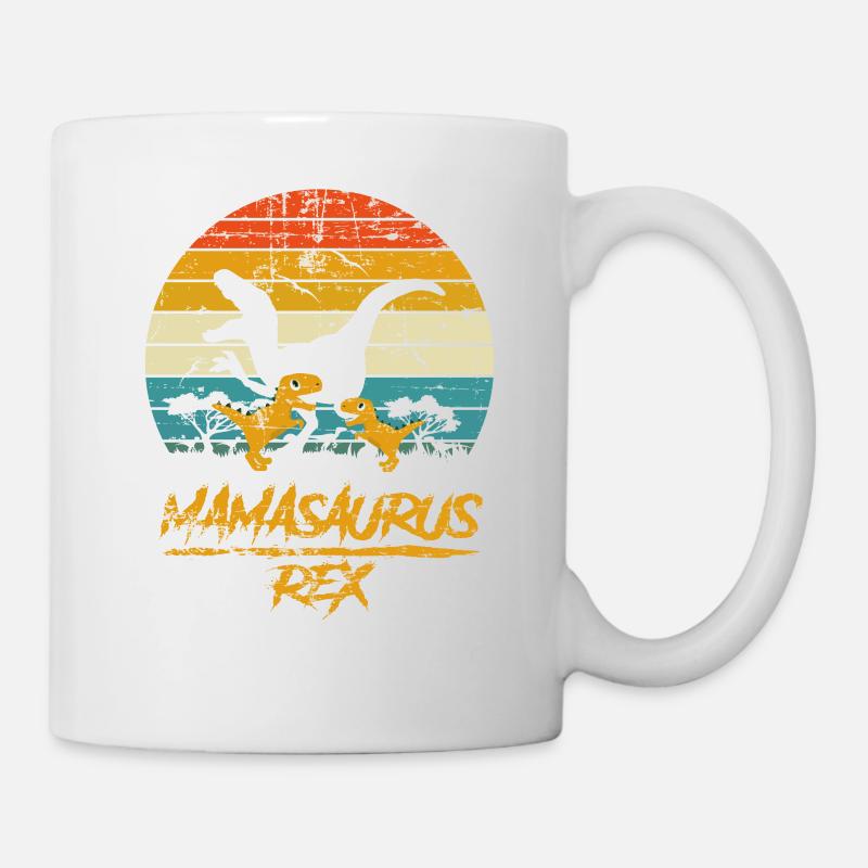 Mamasaurus Dinosaurier 2 Kinder Retro Vintage Geschenk - Tasse - Weiß