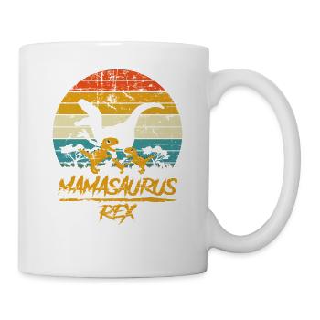 Mamasaurus Dinosaur 3 Kids Retro Vintage Gift - Mug - white - Right