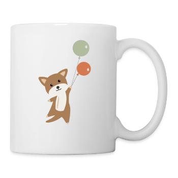 Chien vole avec des ballons vers le haut drôle animal - Mug blanc - blanc - Droite