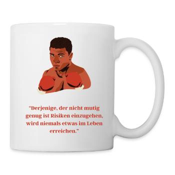 Muhamed Ali über Mut und Risiko - Tasse - Weiß - Rechts