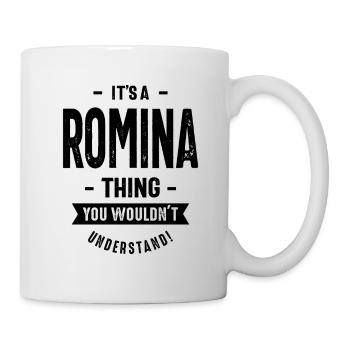 Romina personalisierte Name Geburtstagsgeschenk - Tasse - Weiß - Rechts