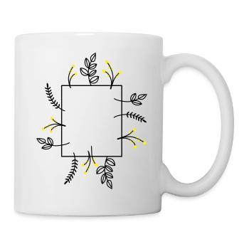 Vintage Blumen Rahmen - Tasse - Weiß - Rechts
