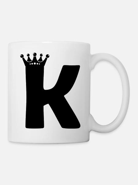 lettre K couronne - Mug blanc - blanc