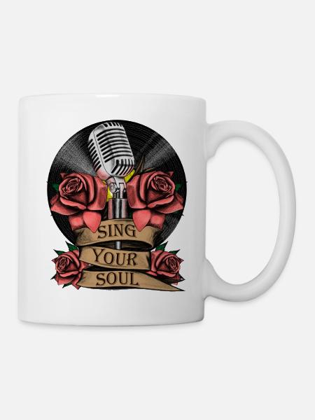 Microphone, Rose, Music, Singing, Vinyl, Soul - Tasse - Weiß