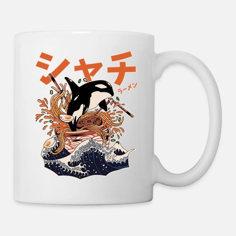 The Great Killer Whale Ramen (Japanese Text) - Mug blanc - blanc