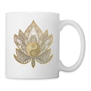 Lotus Fleur de vie Yin Yang Or - Richesses abondance - Mug blanc - blanc - Droite