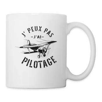 Je peux pas j'ai pilotage avion vintage cadeaux - Mug blanc - blanc - Droite