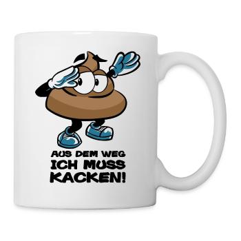 DABBING POOP ICH MUSS KACKEN KACKE - Tasse - Weiß - Rechts