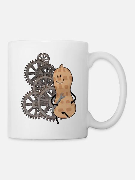 Zahnräder Zahnrad Erdnuss Schraubenschlüssel Rad - Tasse - Weiß