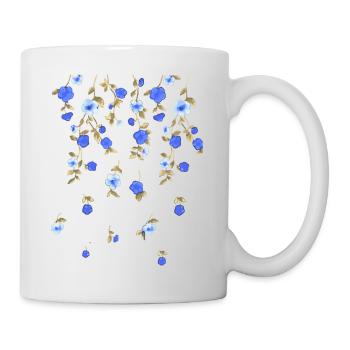 Blumen, blau, Ranken, illustration, floral - Tasse - Weiß - Rechts
