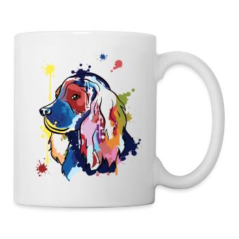 Cocker spaniel - bunte Illustration - Tasse - Weiß - Rechts